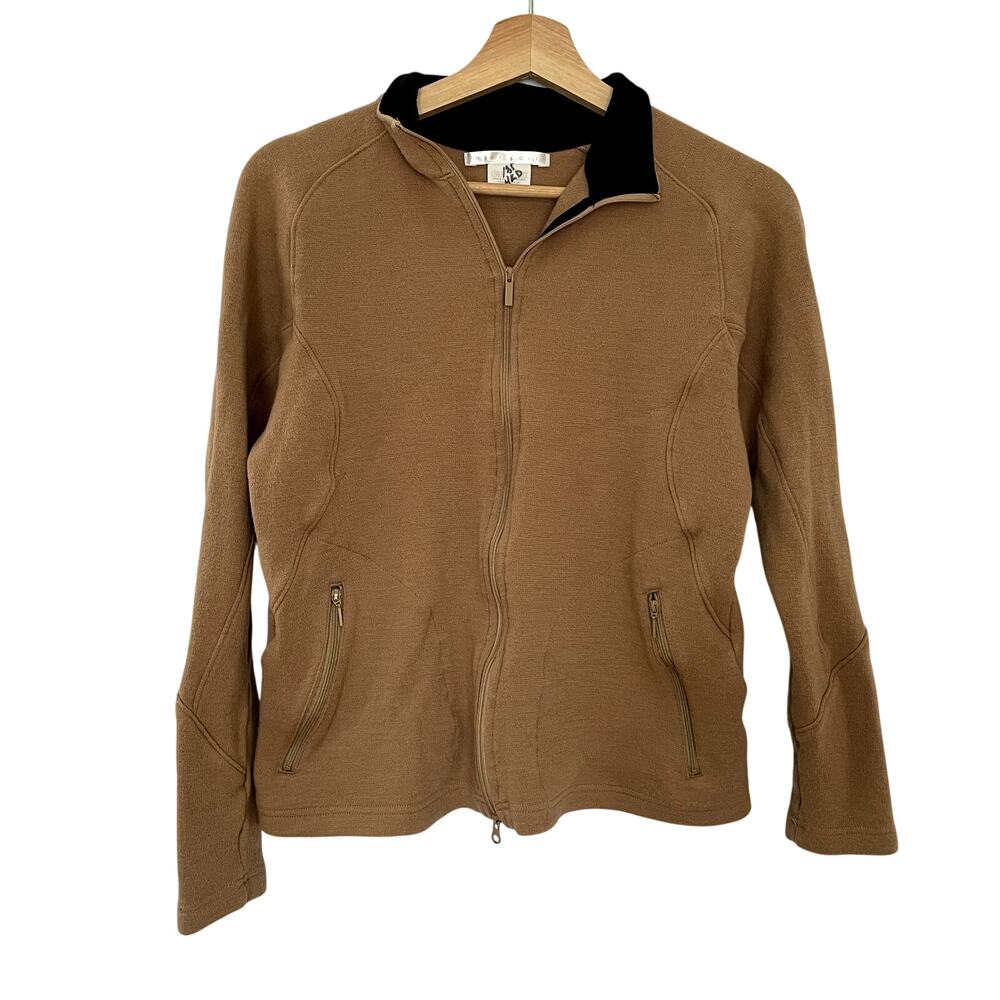 Nike Golf wool sweater brown full zip women's size medium warm pockets vintage
